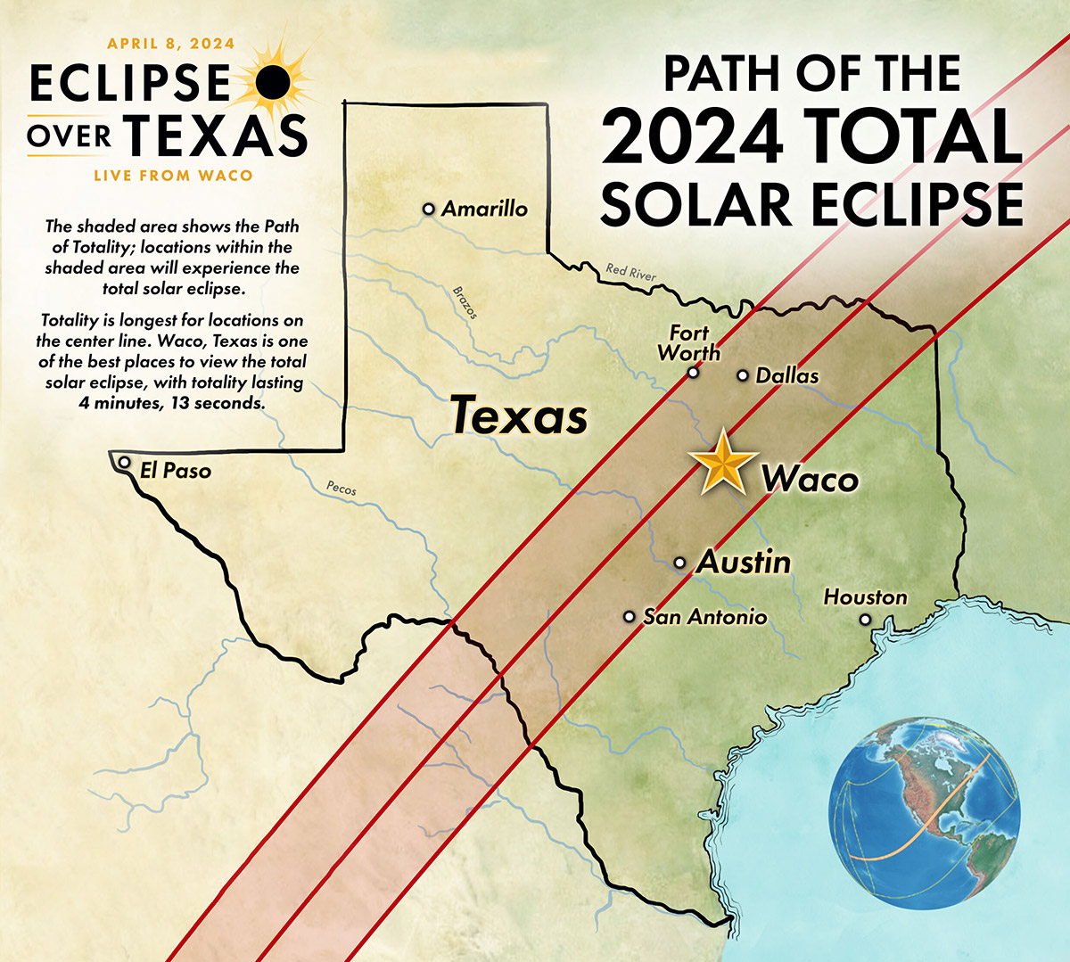 Total Solar Eclipse April 8 2024 Path Texas Tech Corry Doralyn